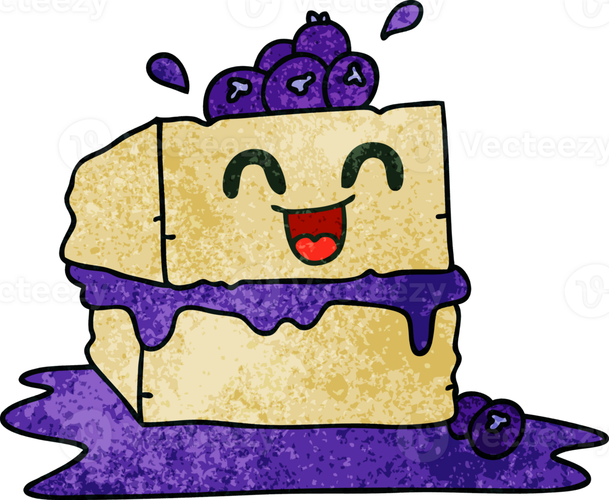hand drawn quirky cartoon happy cake slice png