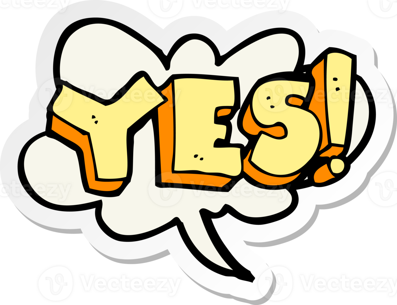 sticker of a cartoon yes design element png