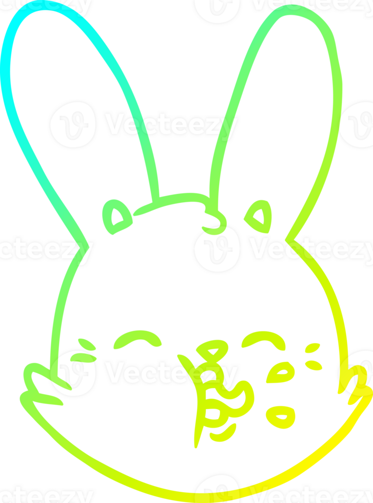 cold gradient line drawing of a cartoon funny rabbit face png