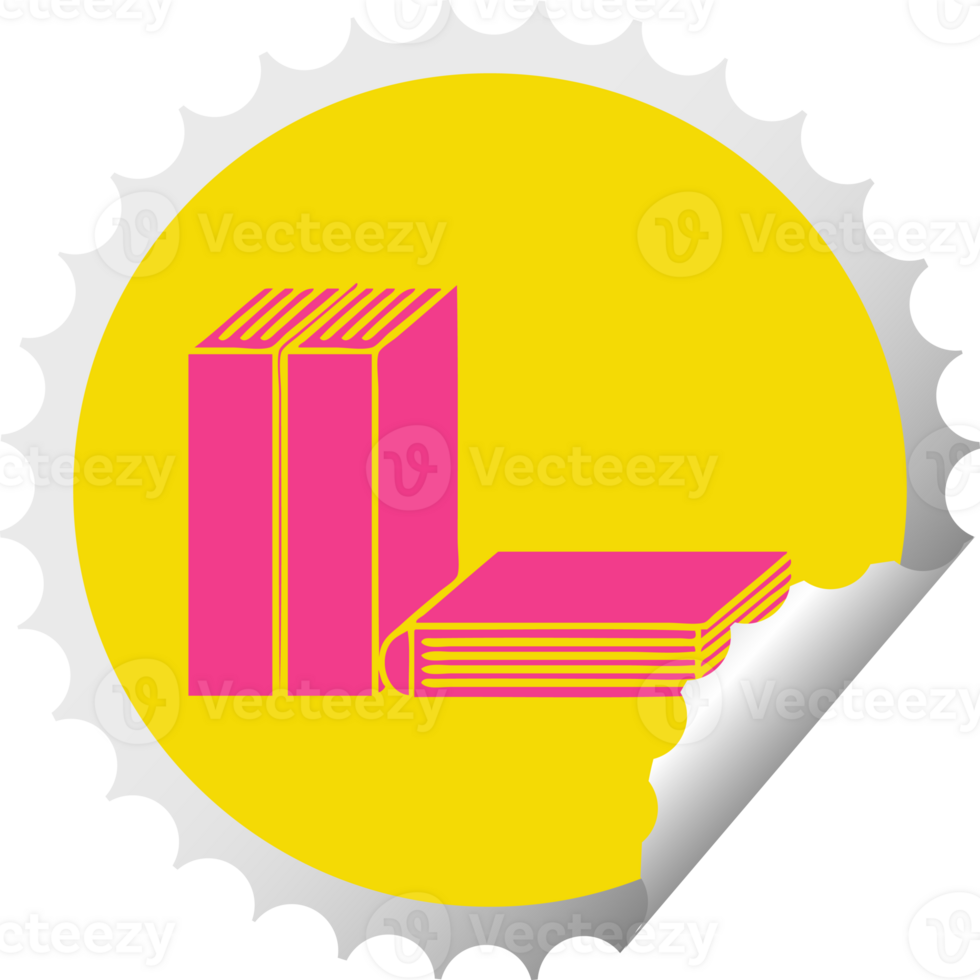 circular peeling sticker cartoon of a of books png