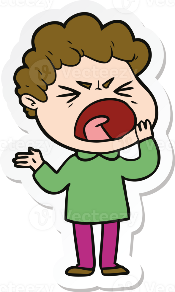 sticker of a cartoon furious man png