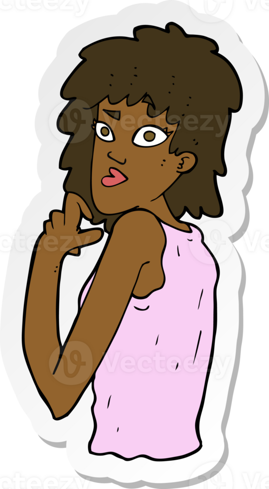 sticker of a cartoon surprised woman png