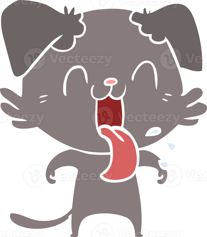 flat color style cartoon panting dog png