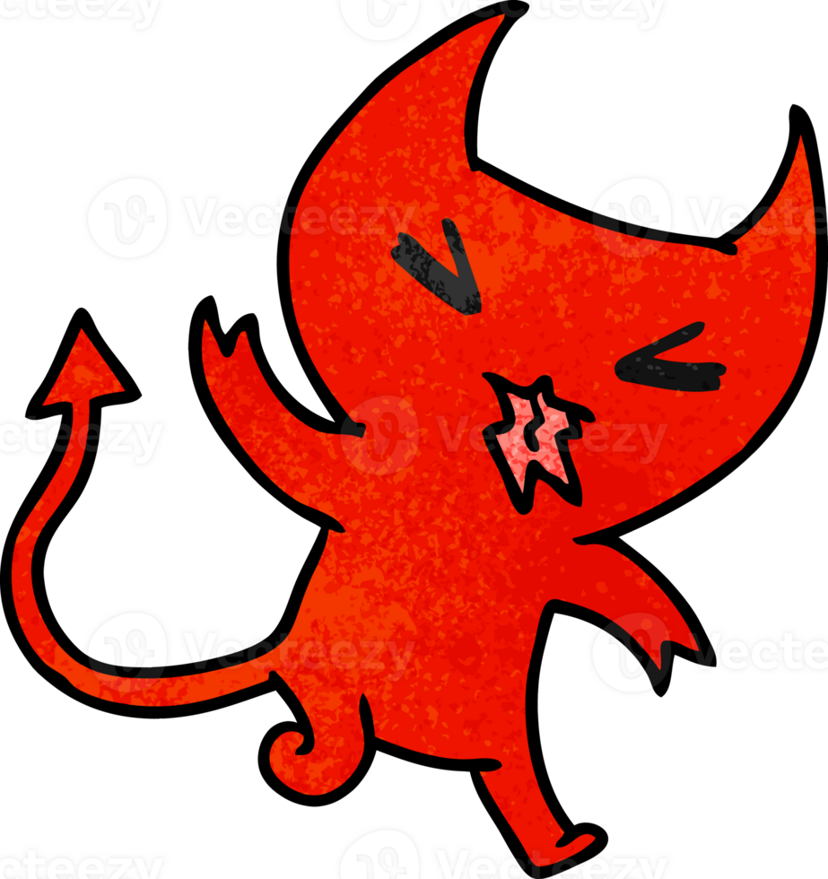 textured cartoon illustration of a kawaii cute demon png