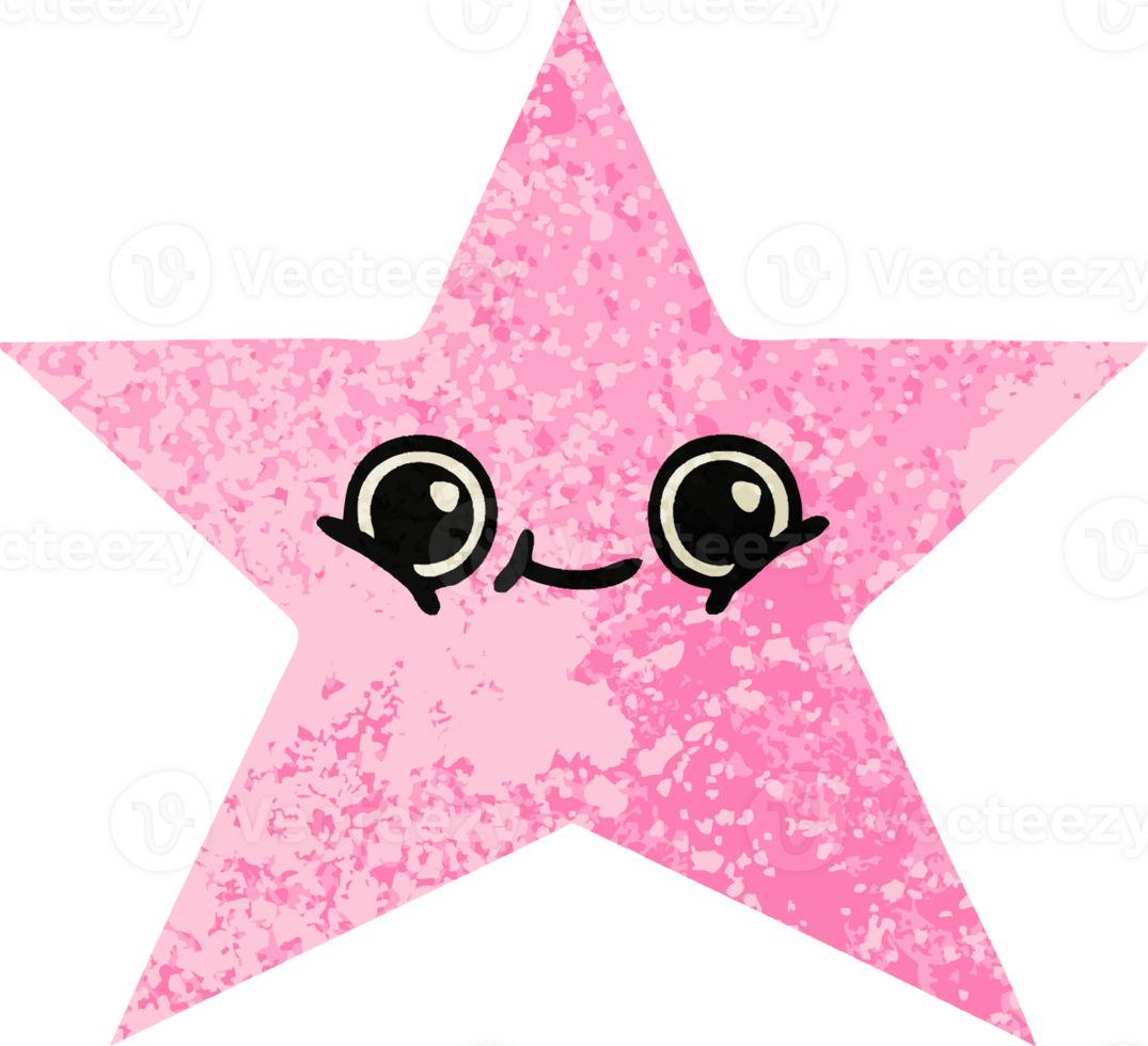 retro illustration style cartoon of a star fish png