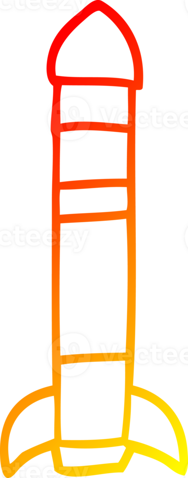 warm gradient line drawing of a cartoon tall rocket png