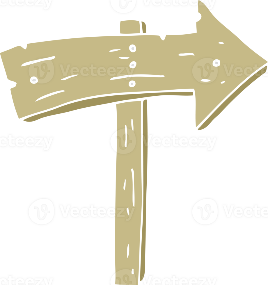 flat color illustration of wooden direction arrow png