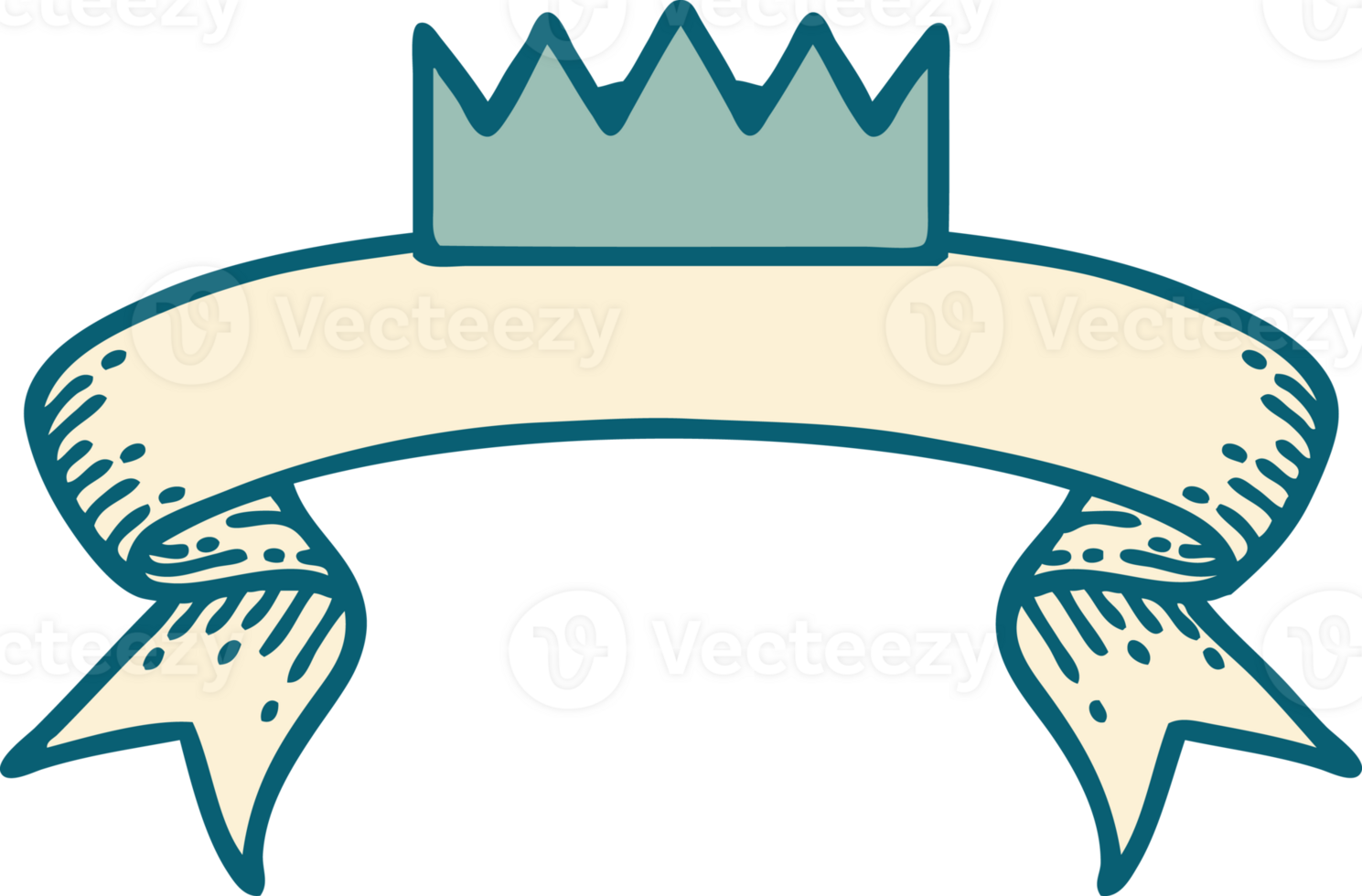 traditional tattoo with banner of a crown png