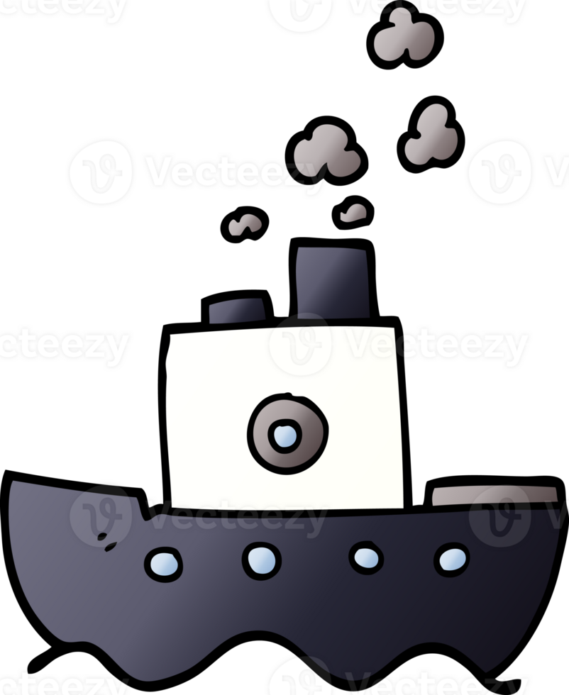 cartoon doodle steam boat png