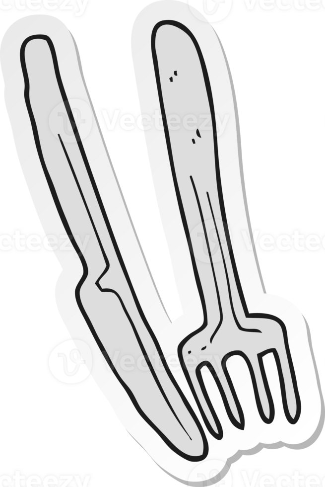 sticker of a cartoon knife and fork png