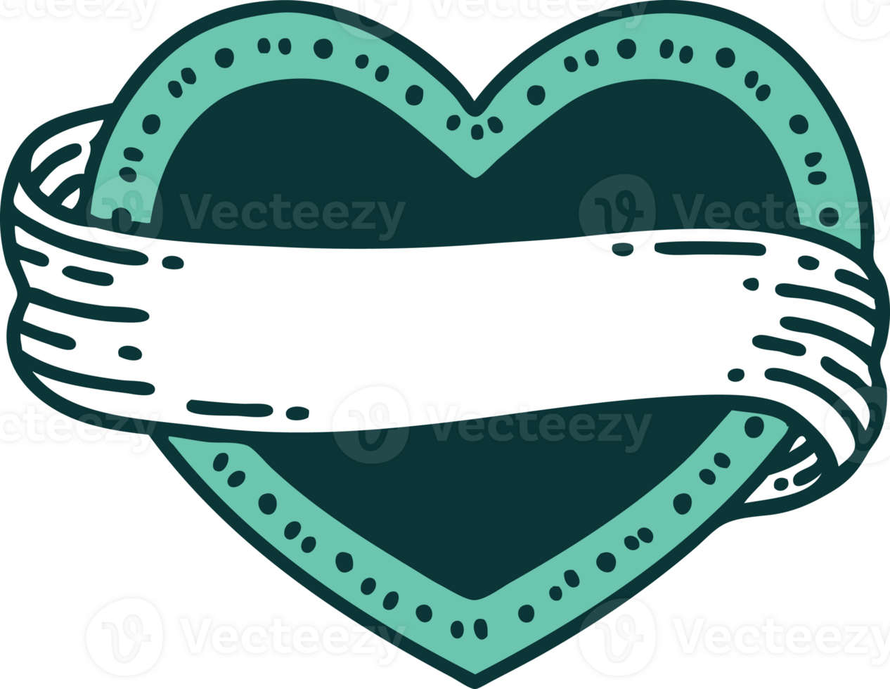 tattoo style icon of a heart and banner png