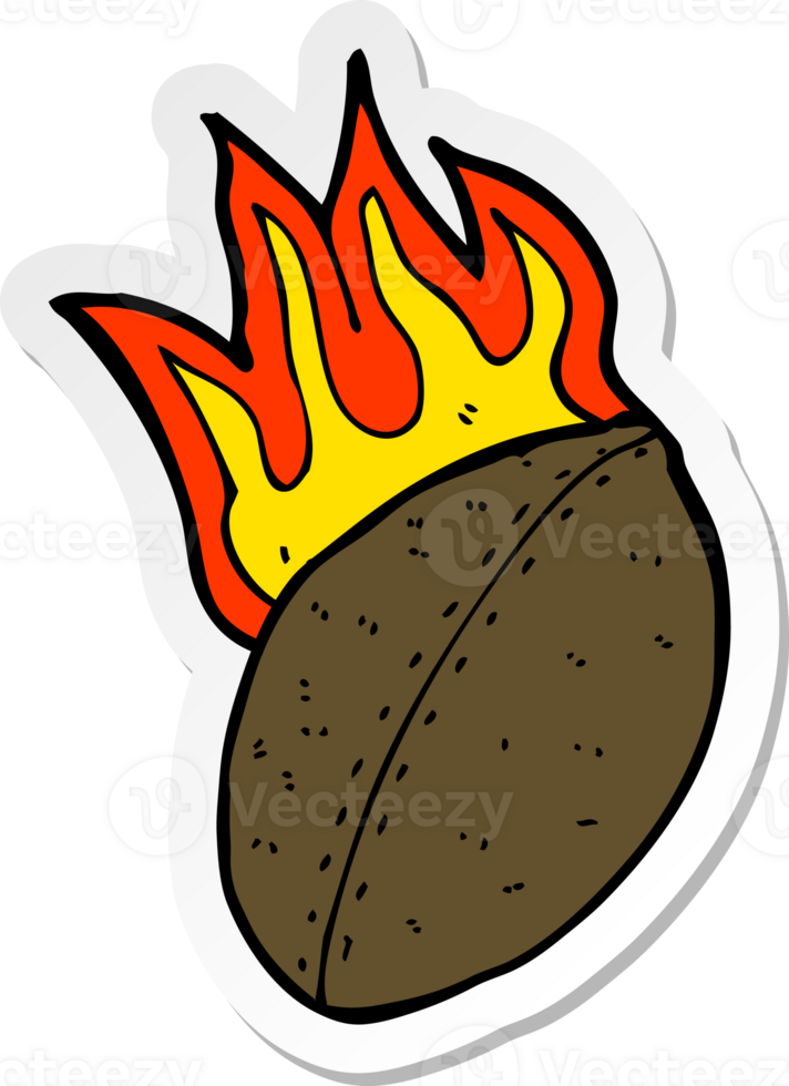 sticker of a cartoon flaming football png