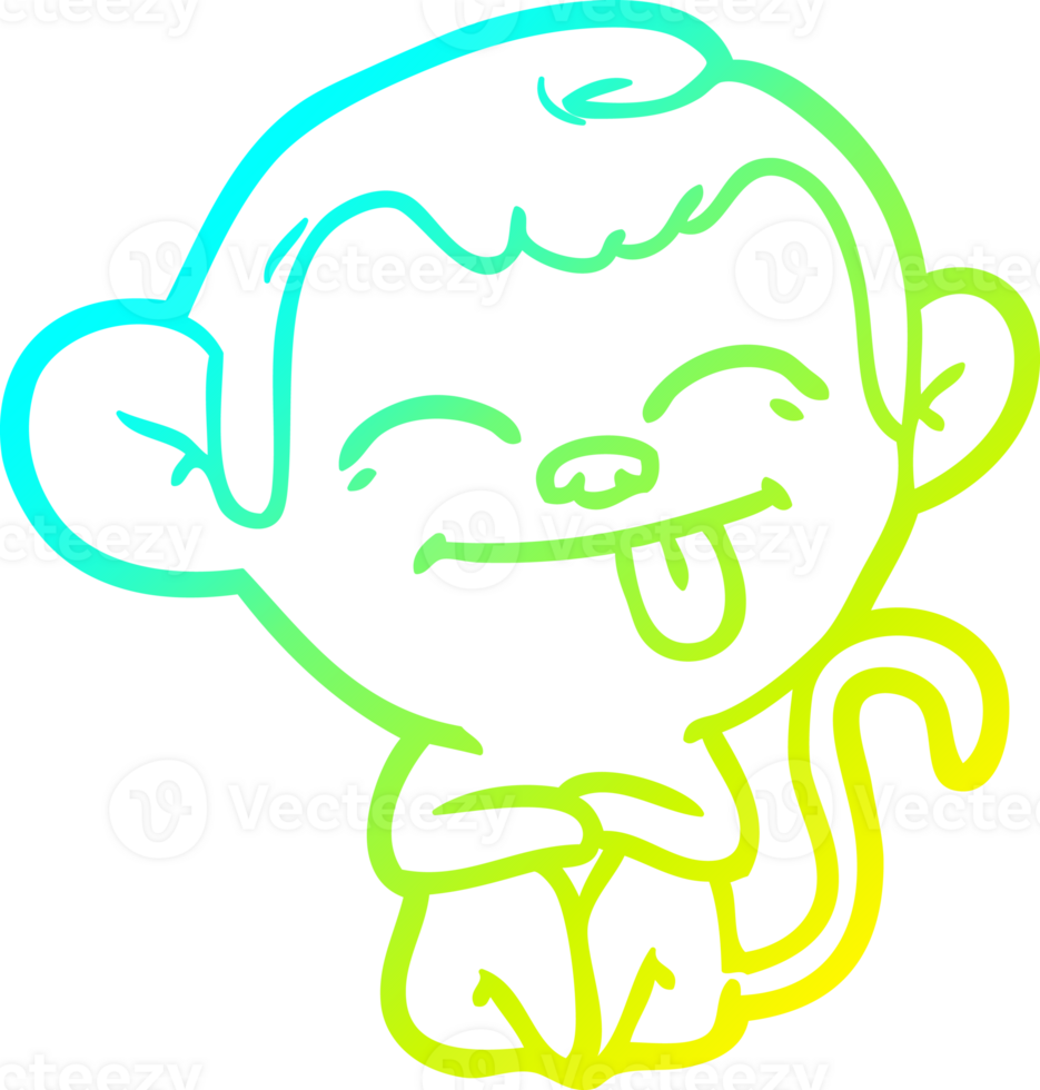 cold gradient line drawing funny cartoon monkey png