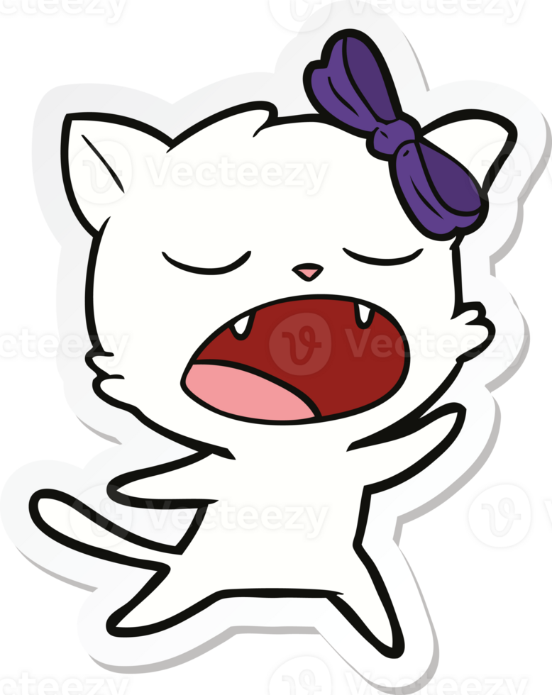 sticker of a cartoon singing cat png