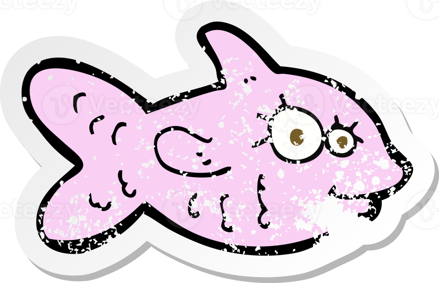 retro distressed sticker of a cartoon happy fish png