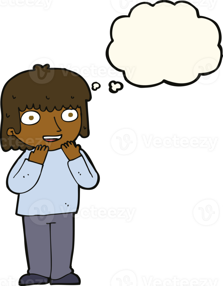 cartoon excited person with thought bubble png