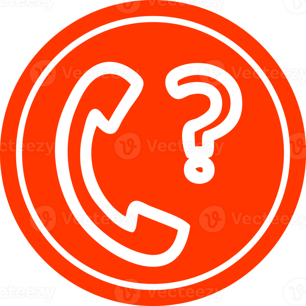 telephone handset with question mark circular icon png