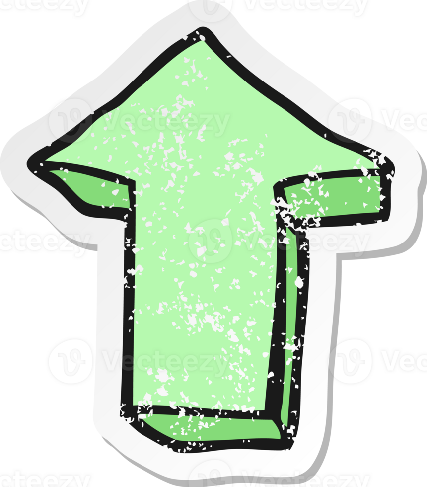 retro distressed sticker of a cartoon arrow png