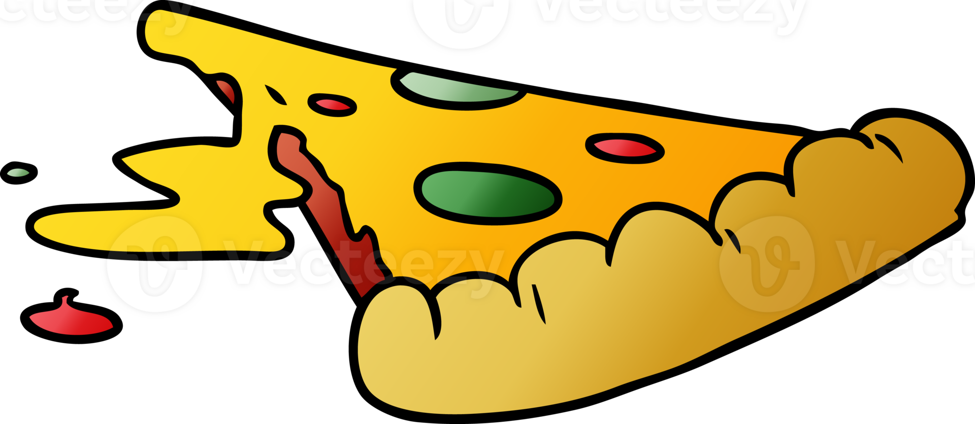 gradient cartoon doodle of a slice of pizza png