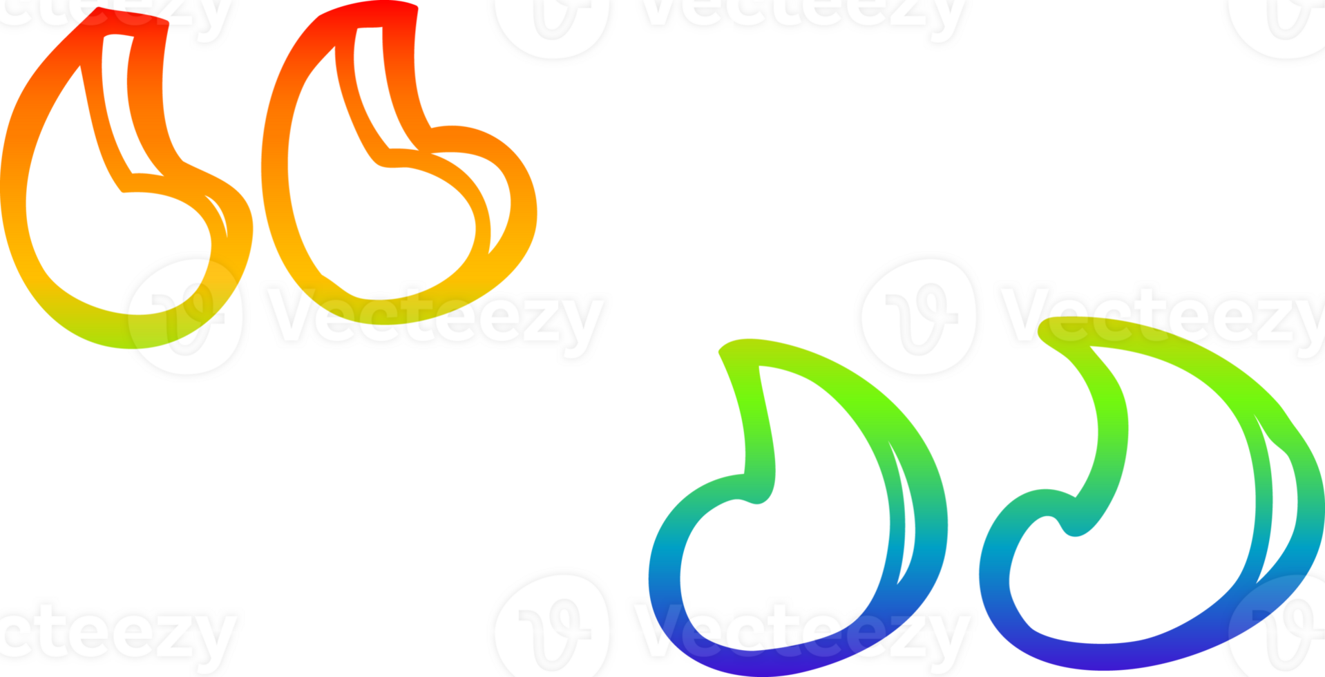 rainbow gradient line drawing cartoon quotation marks png