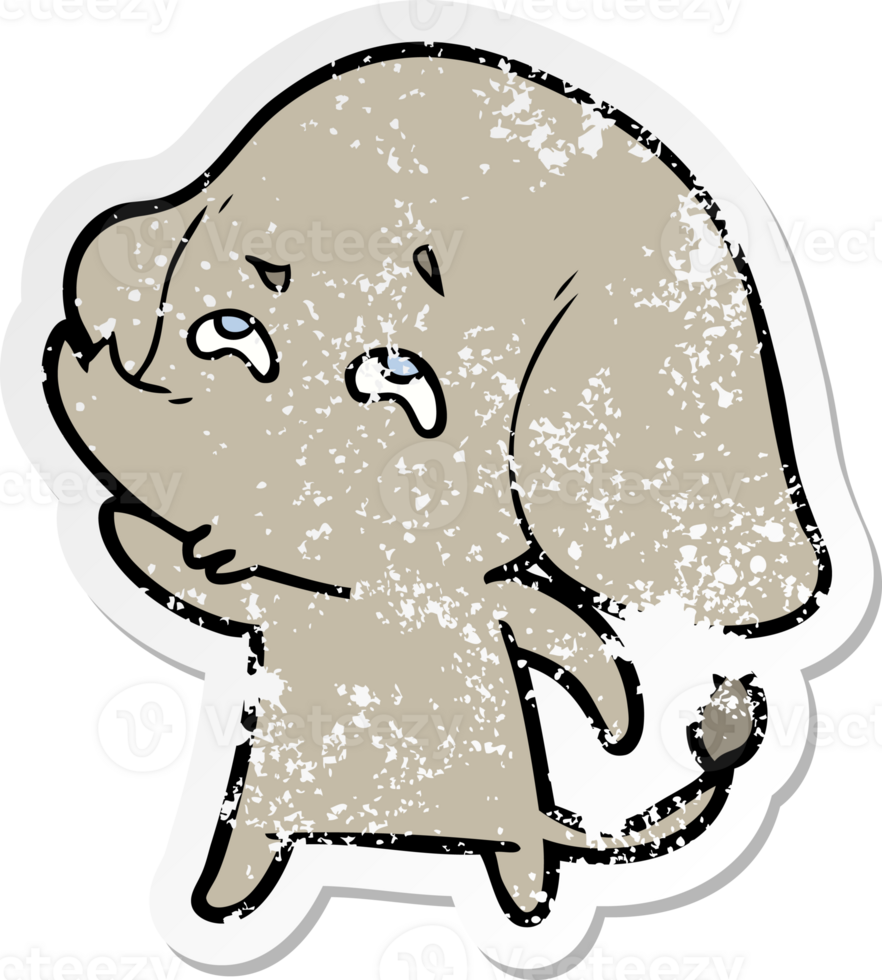 nödställda klistermärke av en tecknad elefant som minns png