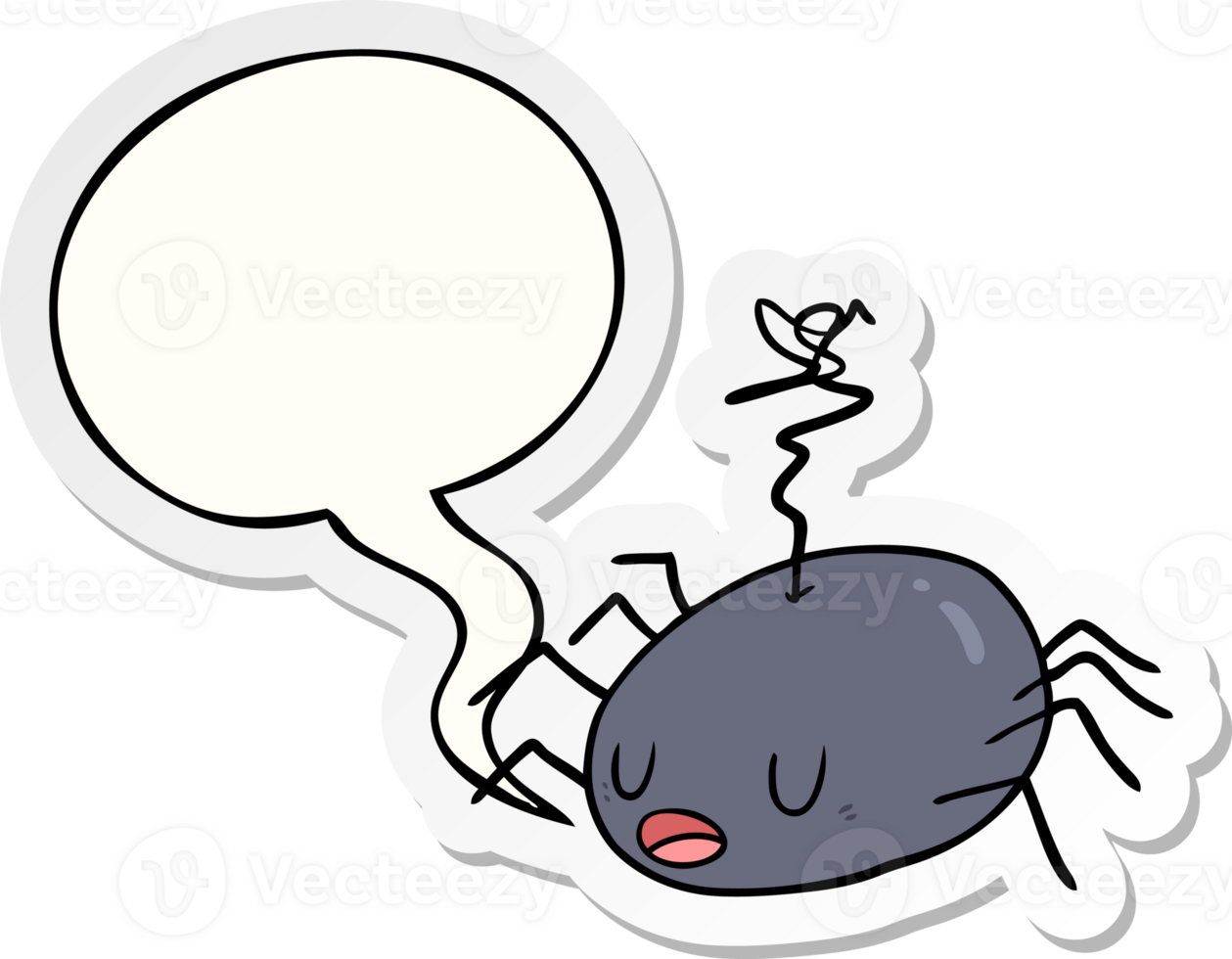 cartoon halloween spider and speech bubble sticker png
