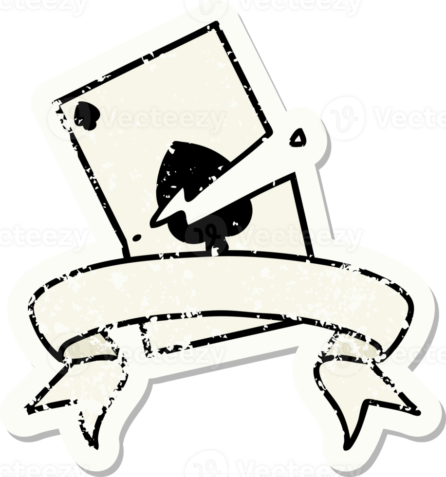 grunge sticker with banner of a torn card png
