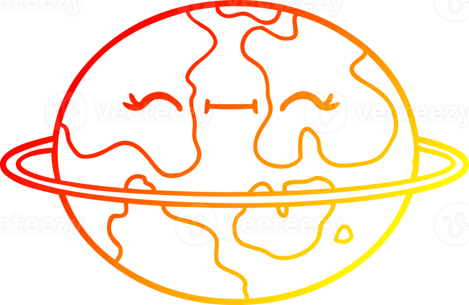 warm gradient line drawing cartoon habitable alien planet png