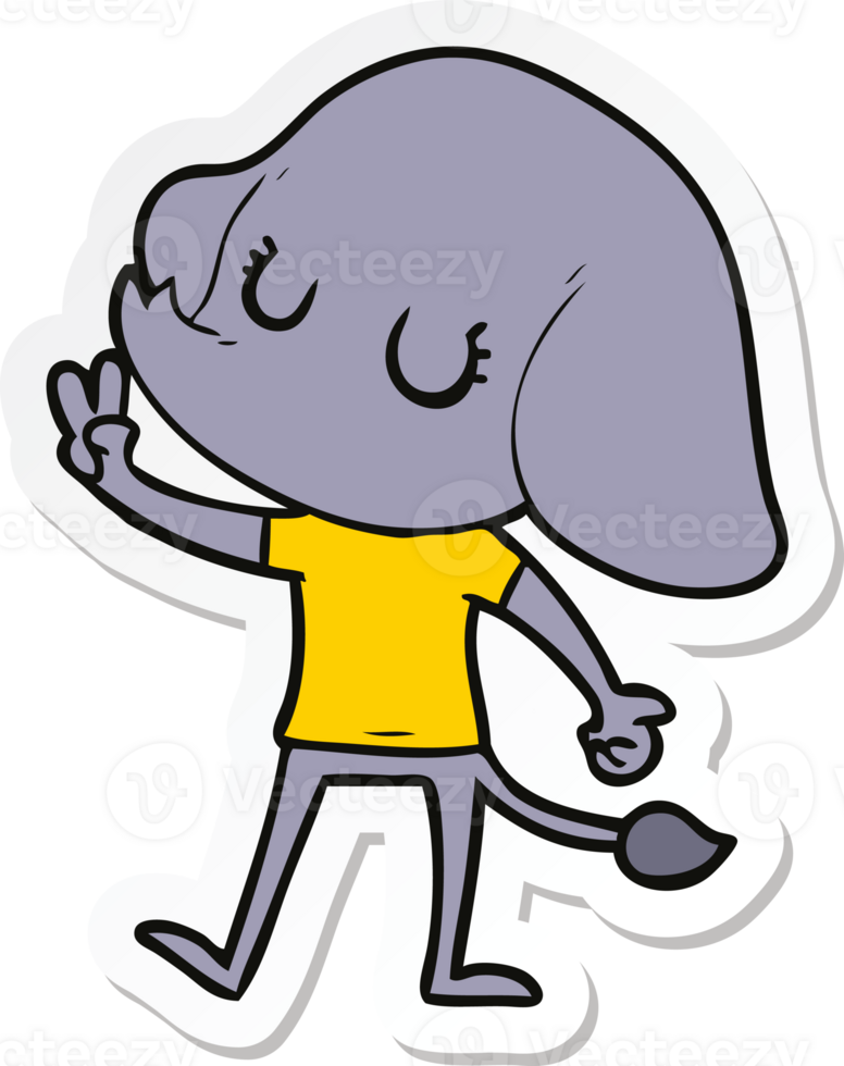 sticker of a cute cartoon elephant png