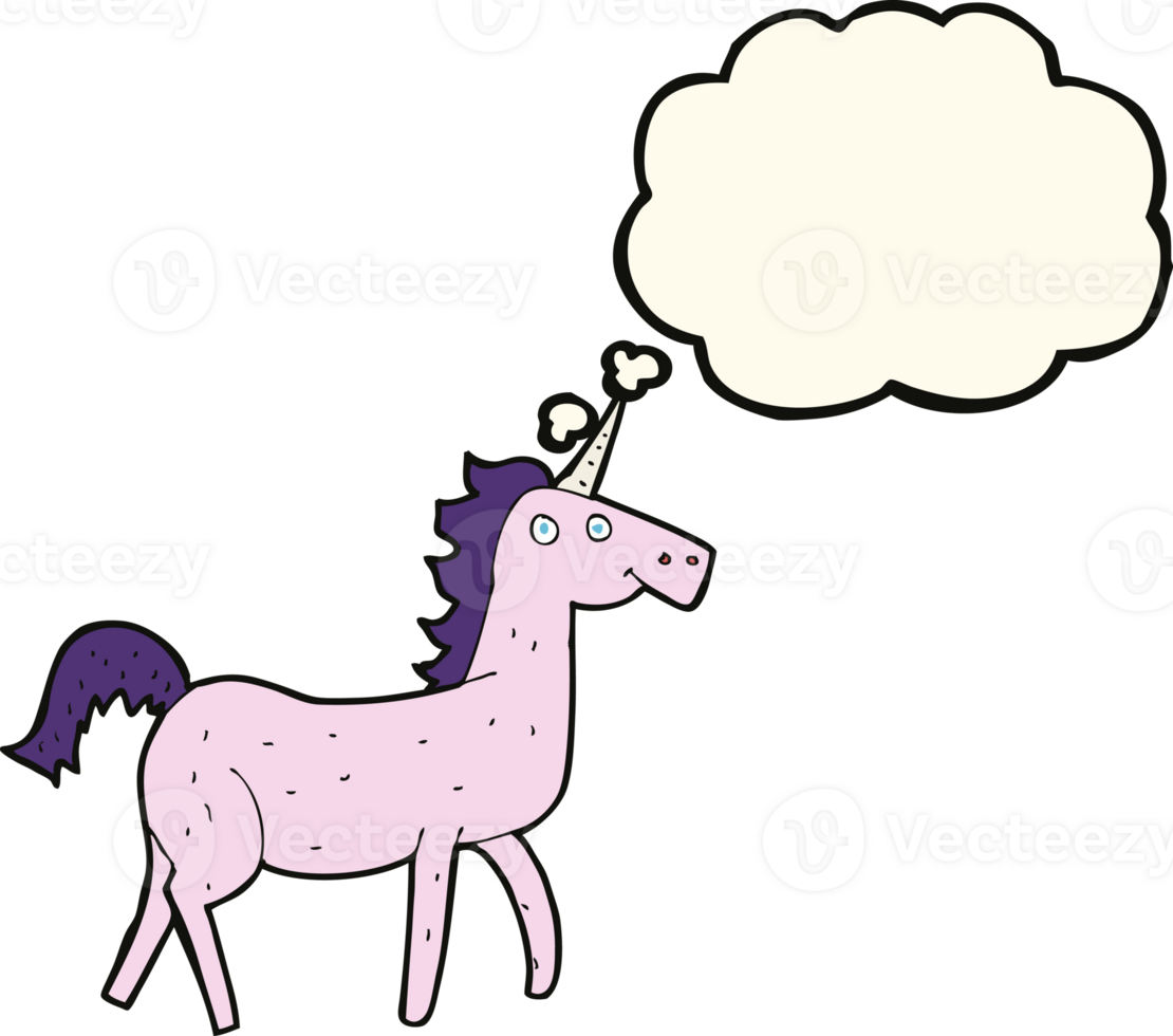 cartoon unicorn with thought bubble png