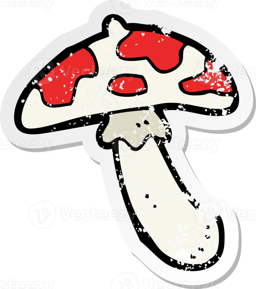 retro distressed sticker of a cartoon poisonous toadstool png
