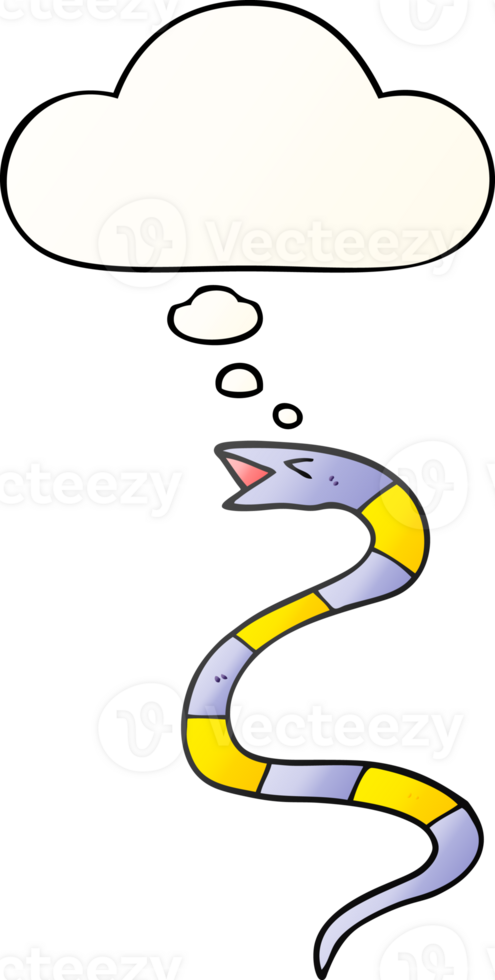 cartoon snake and thought bubble in smooth gradient style png