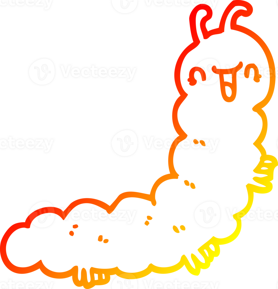 warm gradient line drawing cartoon caterpillar png