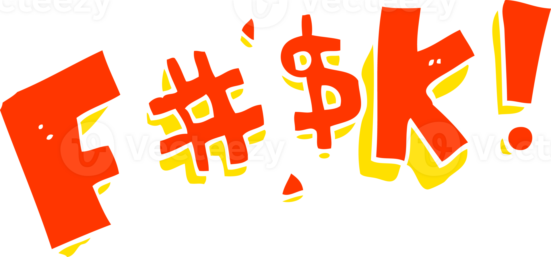 flat color illustration of a cartoon swearword png