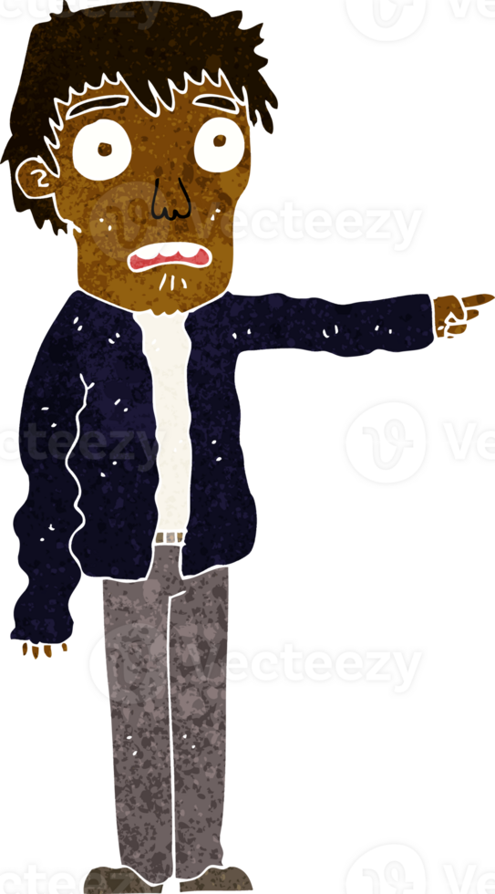 cartoon terrified man pointing png