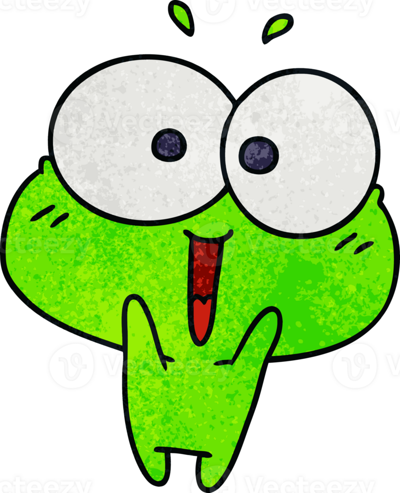 textured cartoon kawaii excited cute frog png