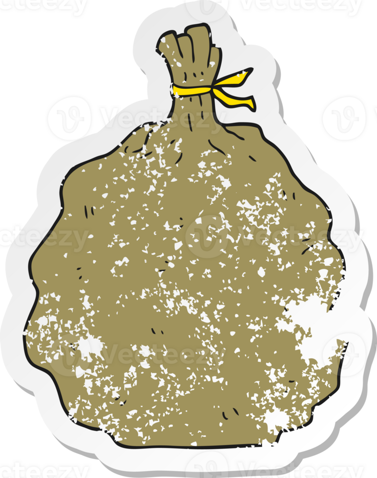 retro distressed sticker of a cartoon sack png