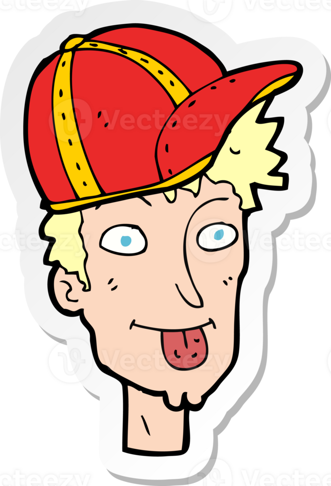 sticker of a cartoon boy wearing cap png