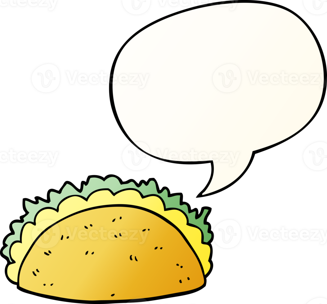 cartoon taco and speech bubble in smooth gradient style png