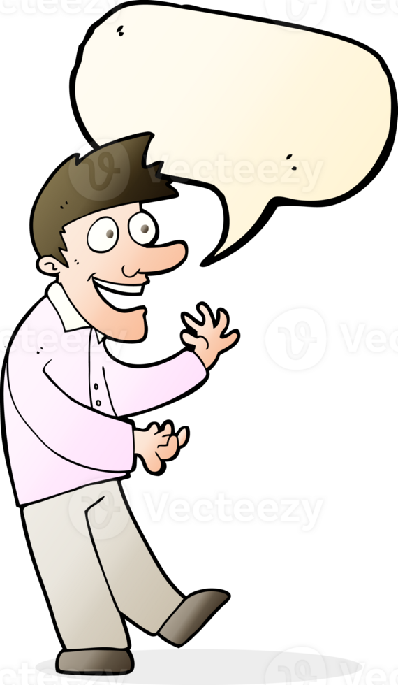 cartoon excited man with speech bubble png