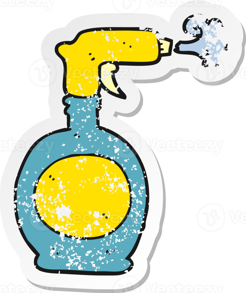 retro distressed sticker of a cartoon spray bottle png