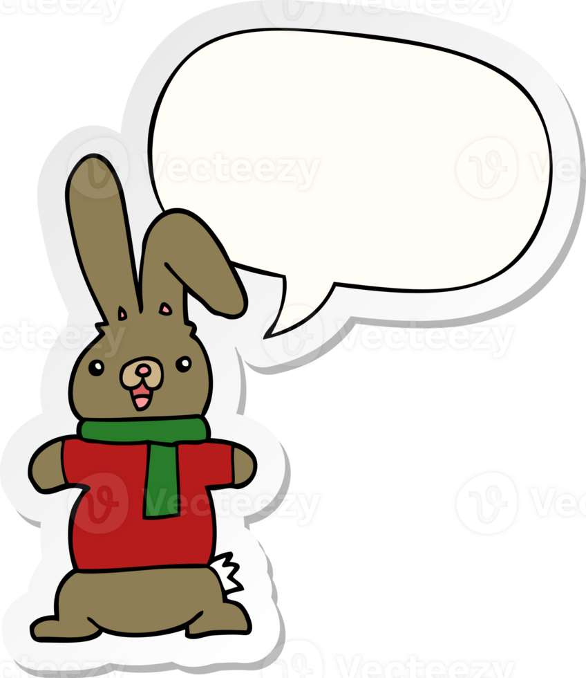 cartoon rabbit and speech bubble sticker png