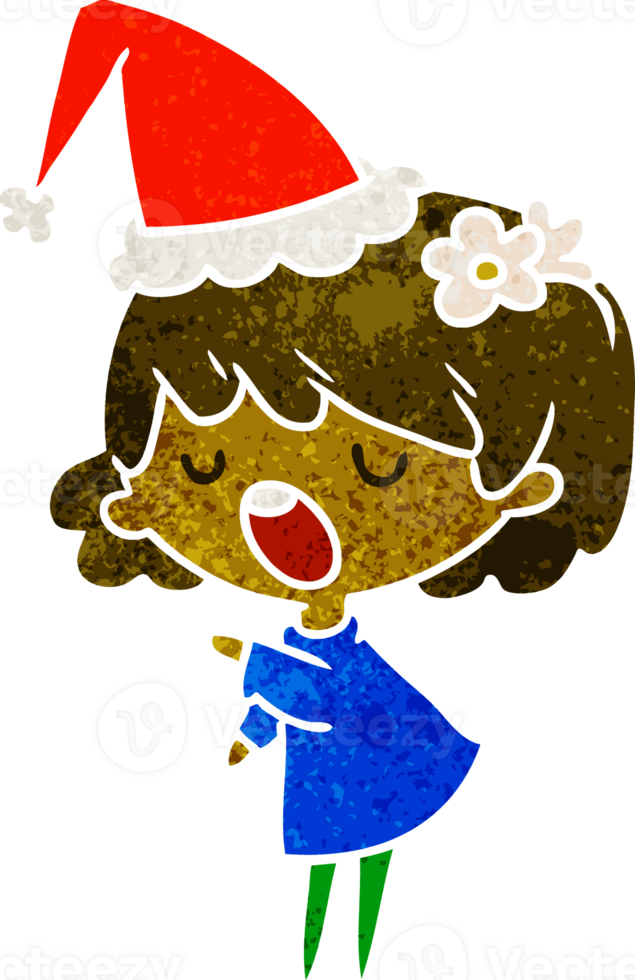 christmas retro cartoon of kawaii girl png