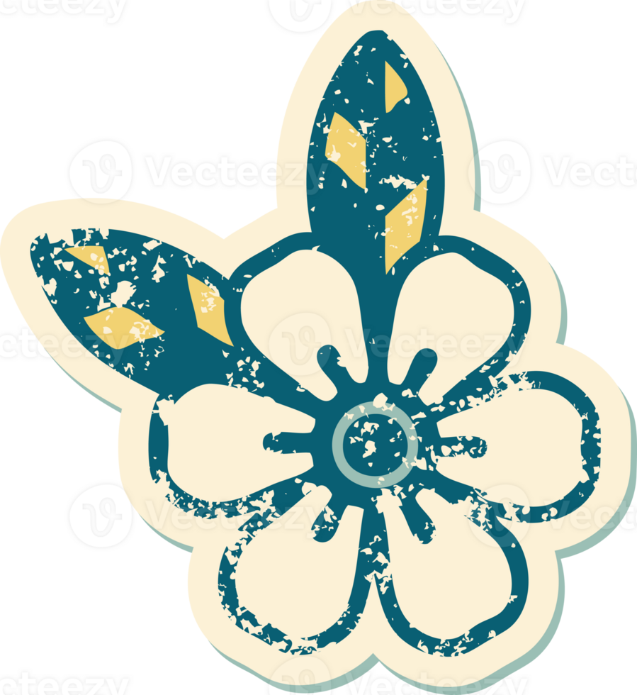 distressed sticker tattoo style icon of a flower png