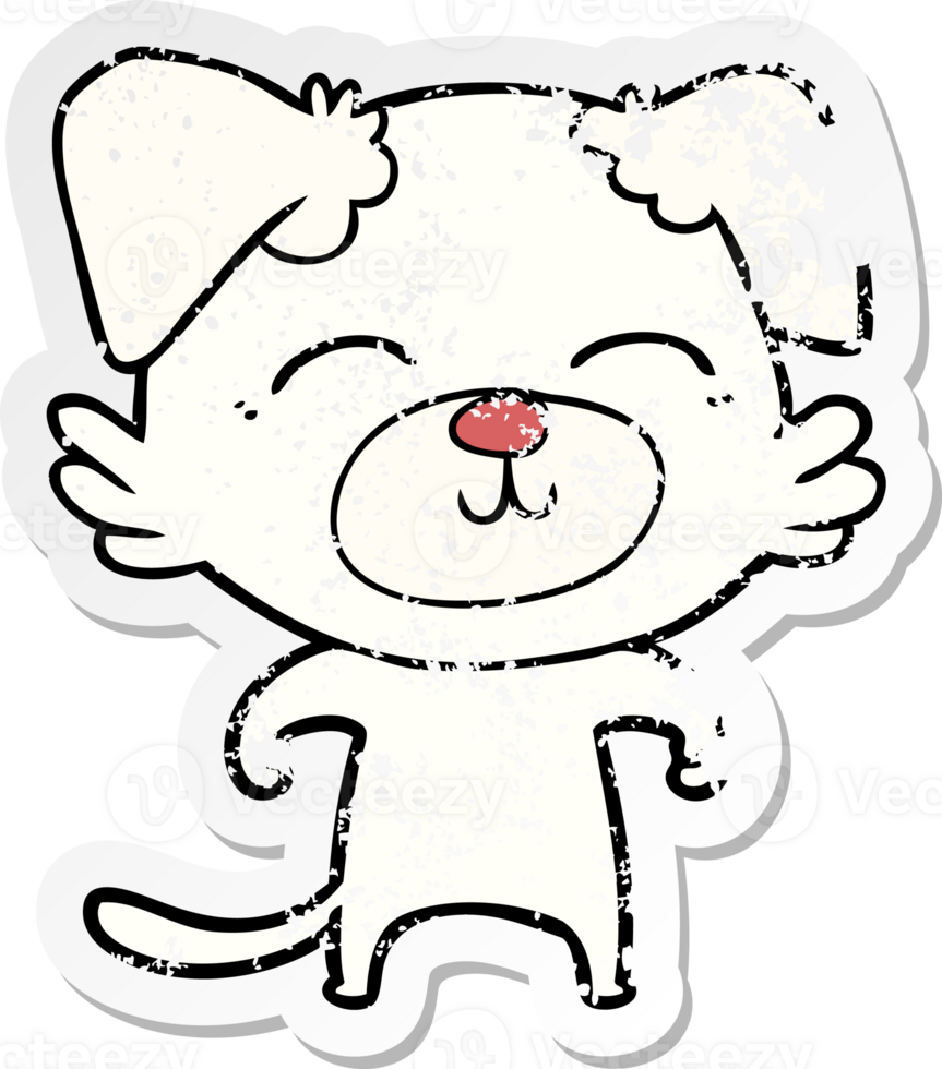 distressed sticker of a cartoon dog png