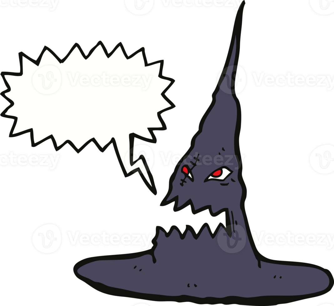 cartoon spooky witches hat with speech bubble png