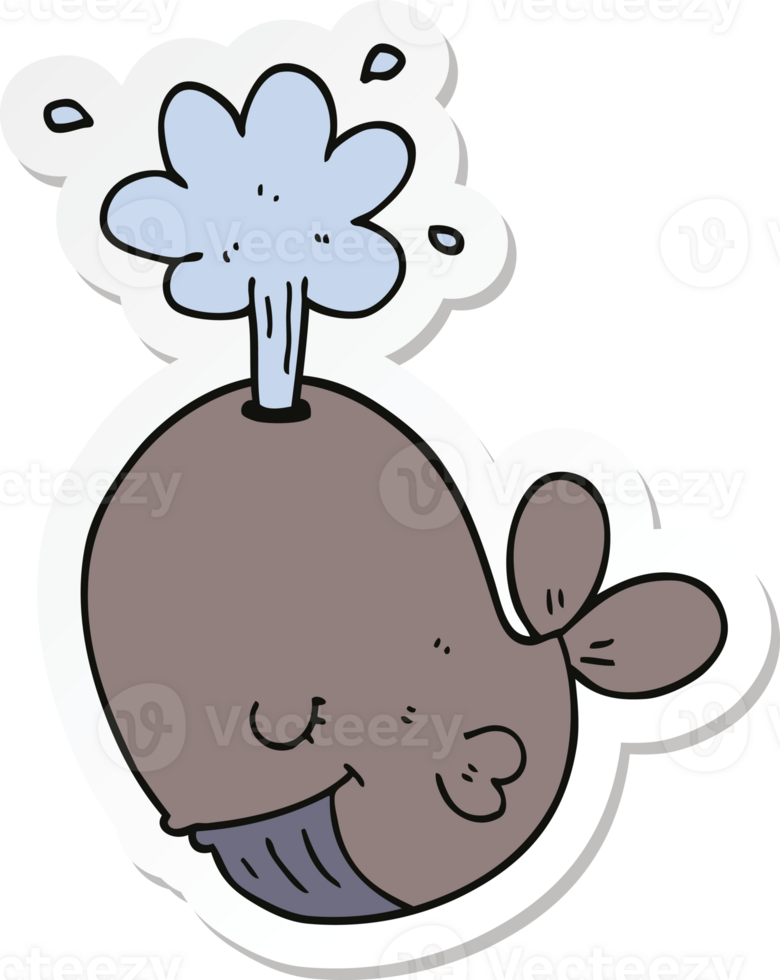 sticker of a cartoon spouting whale png