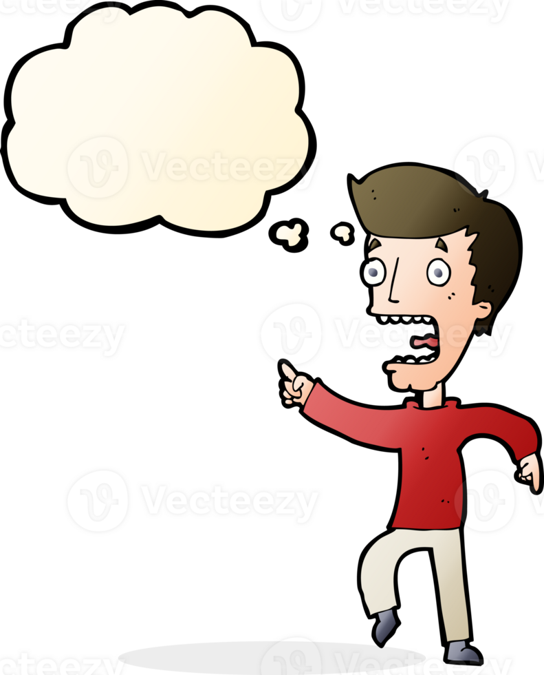 cartoon terrified man with thought bubble png