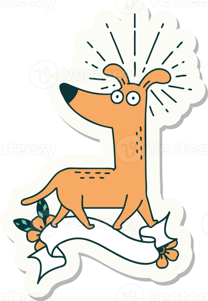 sticker of tattoo style surprised dog png
