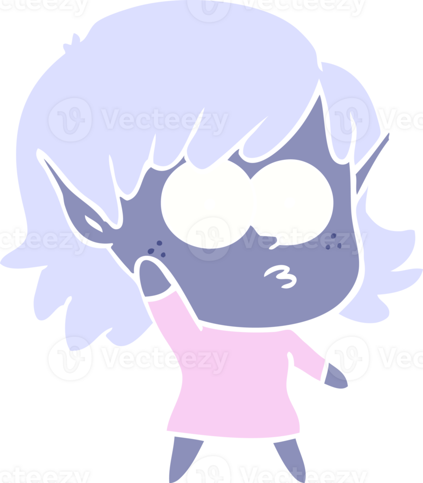 flat color style cartoon elf girl waving png